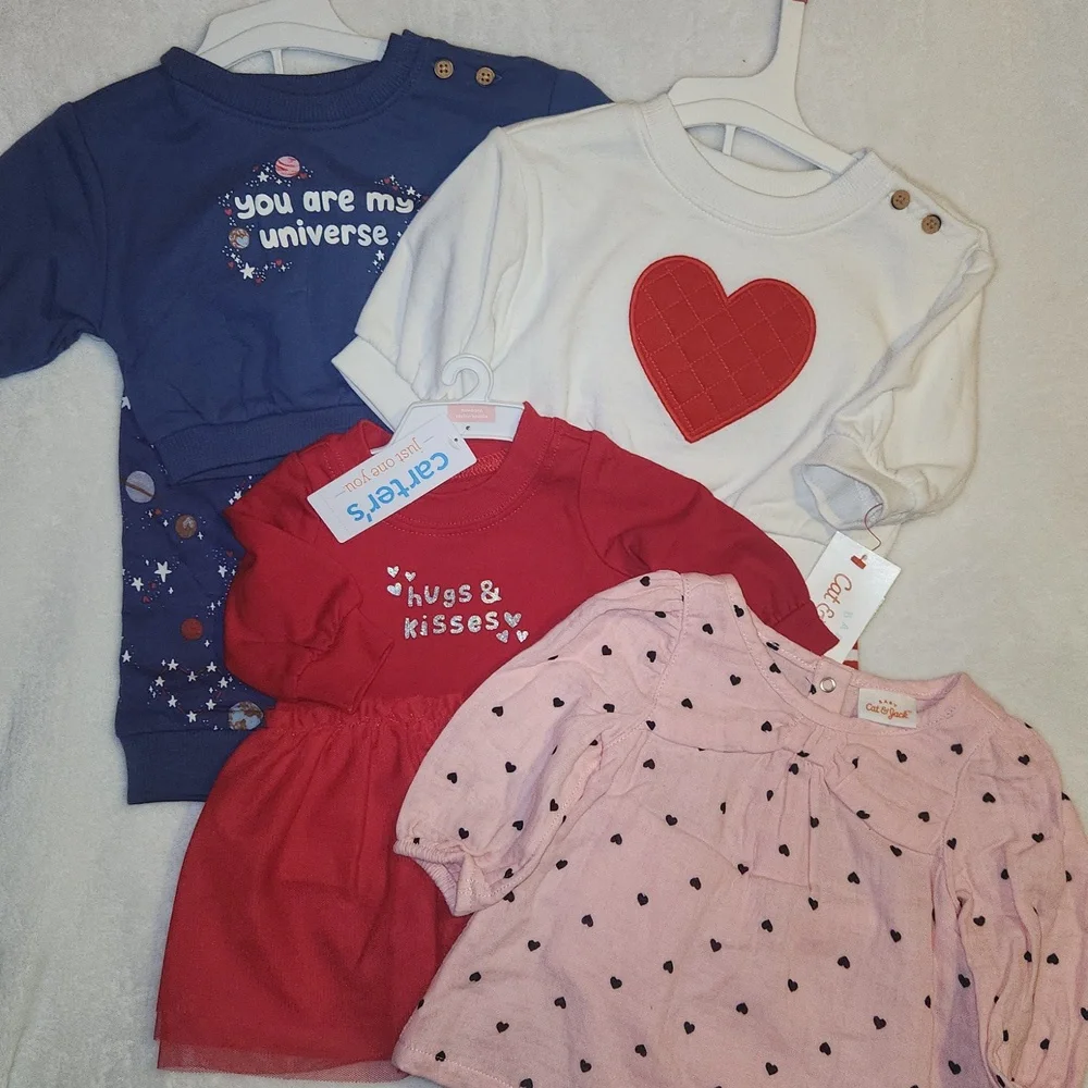 Cat & Jack, Carter's, New Born / 0-3, Baby Girl, Heart Valentine's Outfit Set